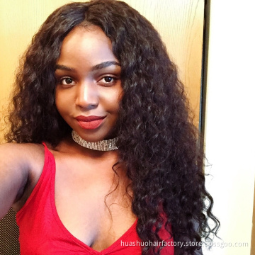 Huashuo Free Shipping 4*4 Human Lace Closure Wig Brazilian Virgin Human Hair Lace Wigs With Baby Hair Loose Deep